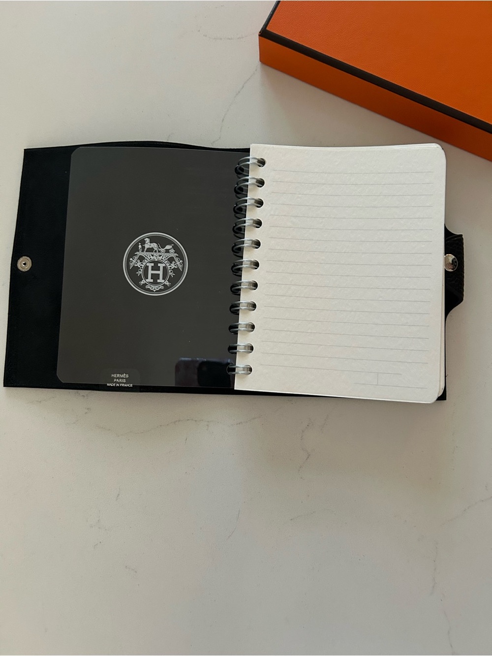 Authentic Hermes TOGO Leather Black Cover Includes Original Lined Notebook - Picture 5 of 11